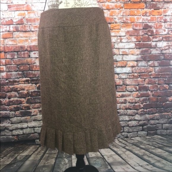 Oscar de la renta brown peplum pencil skirt Sz 8